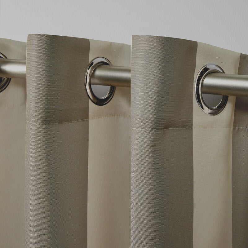 Striped Outdoor Waterproof Grommet Top Curtains, 1 Panel - Image 13